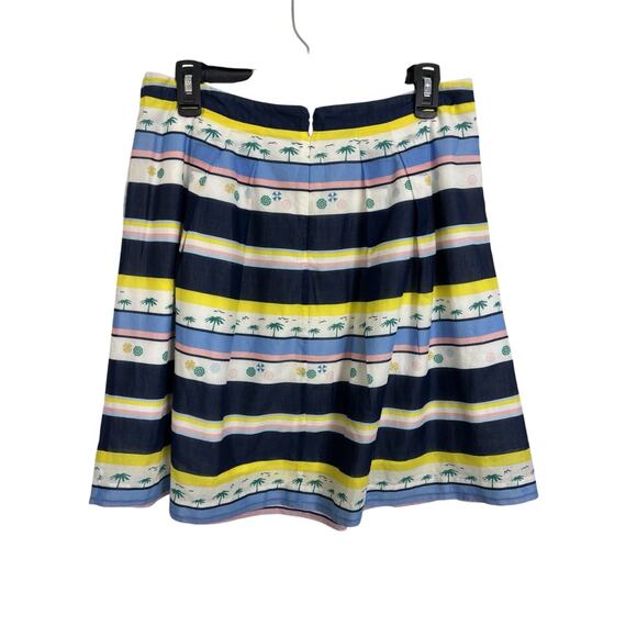Marcs Tropical Resortwear Striped Cotton Knee Length Skirt Size 12 Coastal - Picture 2 of 7